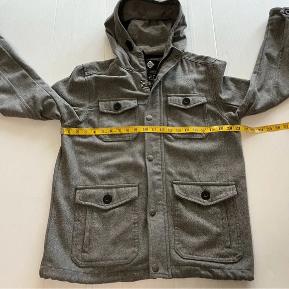 COTTON ON Nineteen Ninety One Wool Hoodie Utility Jacket Gray Size Medium - Picture 9 of 12